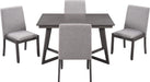 5-Piece Wood Rectangular Dining Table Set with Linen Chairs