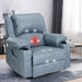 Swivel Rocker Recliner Chair with Massage and Heating (Cloth Blue)