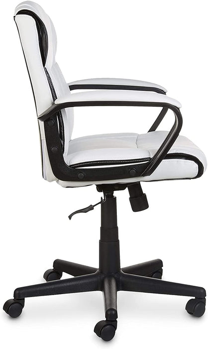 White Office Chair with Armrests and Adjustable Features