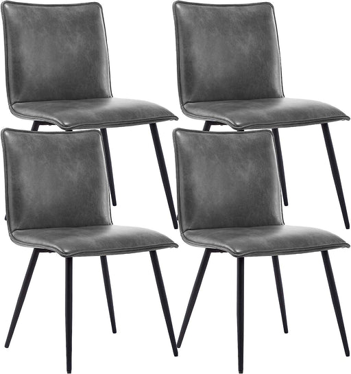 Set of 4 PU Leather Dining Chairs, Grey