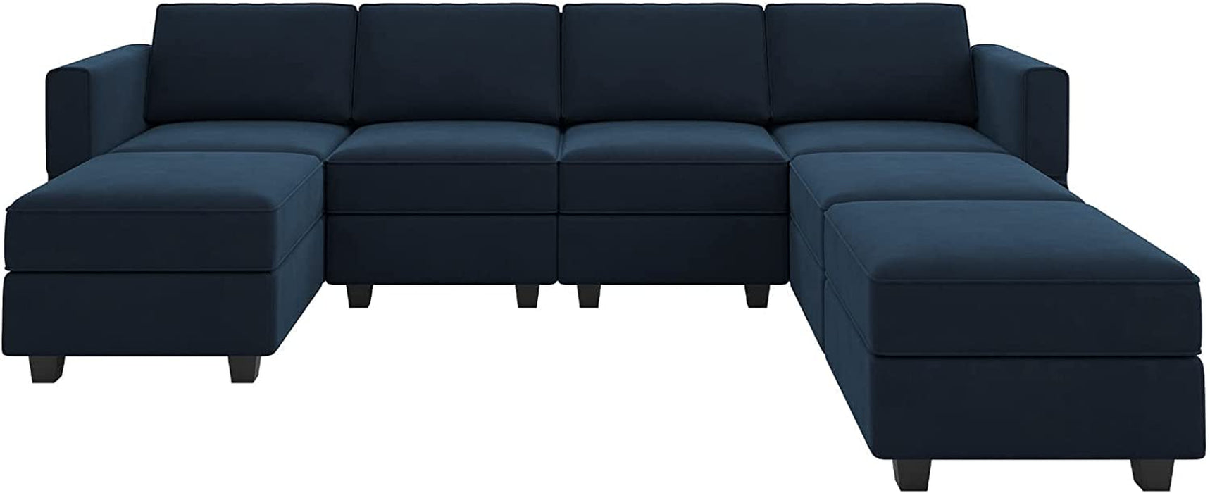 Blue Velvet U-Shaped Modular Sofa with Storage