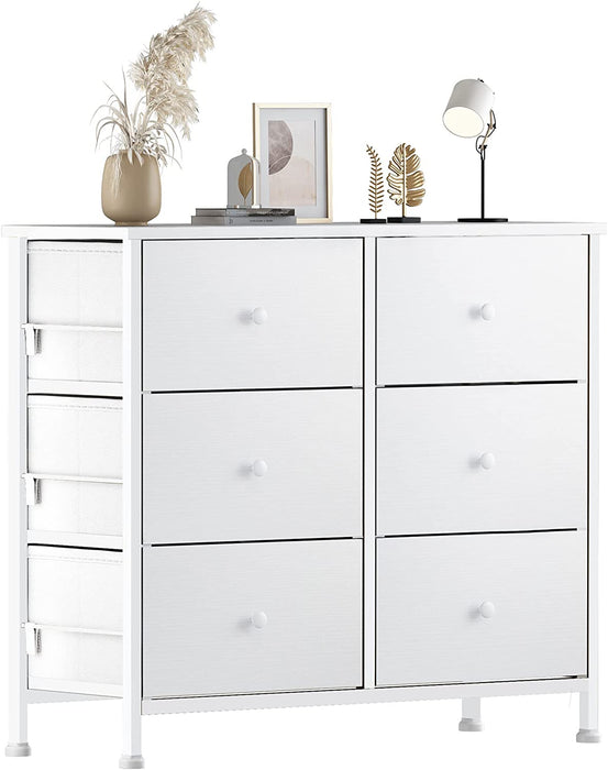 White 6-Drawer Fabric Storage Chest Tower, Small