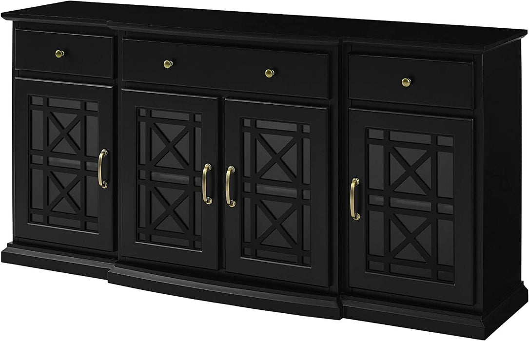 Modern Wood Glass-Buffet-Sideboard, 60", Black