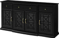 Modern Wood Glass-Buffet-Sideboard, 60", Black