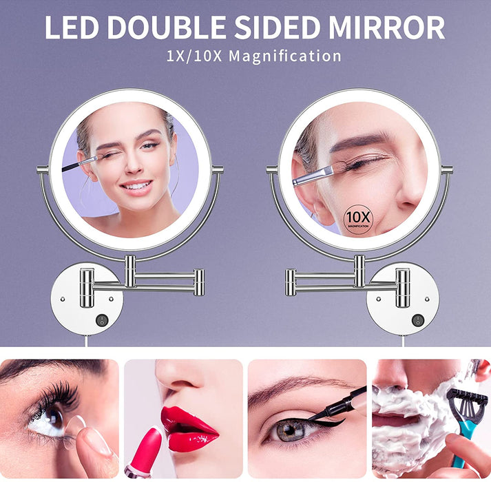 LED Double-Sided Makeup Mirror with Magnification
