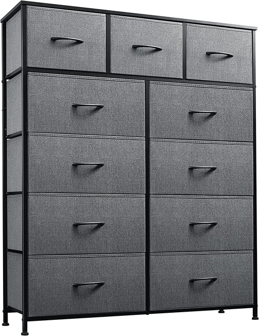 Dark Grey 11-Drawer Fabric Storage Tower