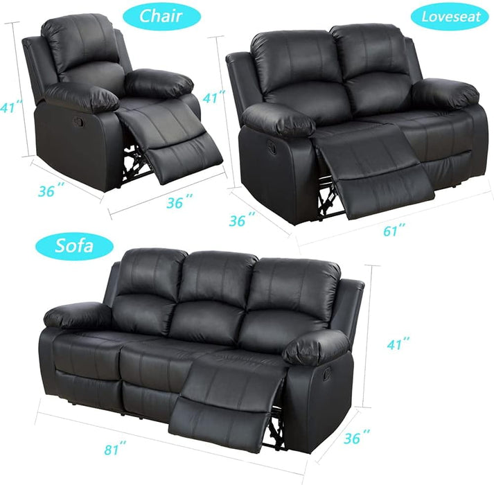 Sectional Recliner Sofa Set with Drop-Down Table