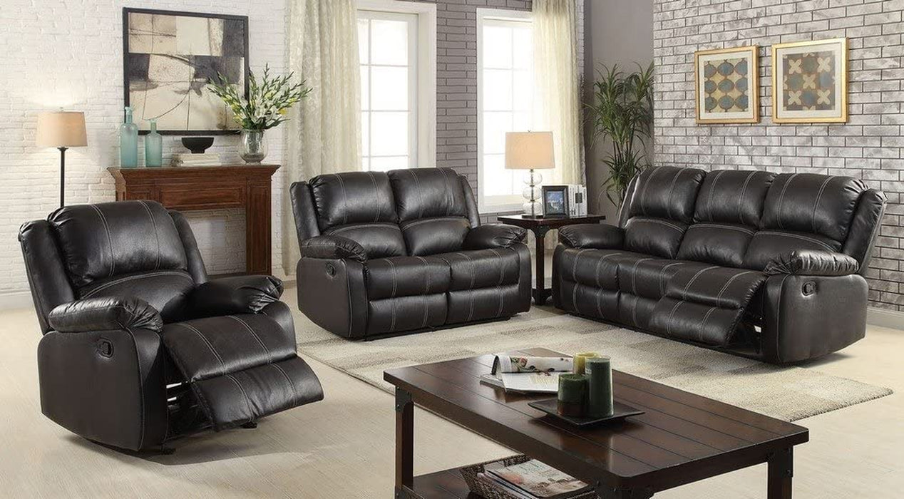 Black Faux Leather Reclining Sofa