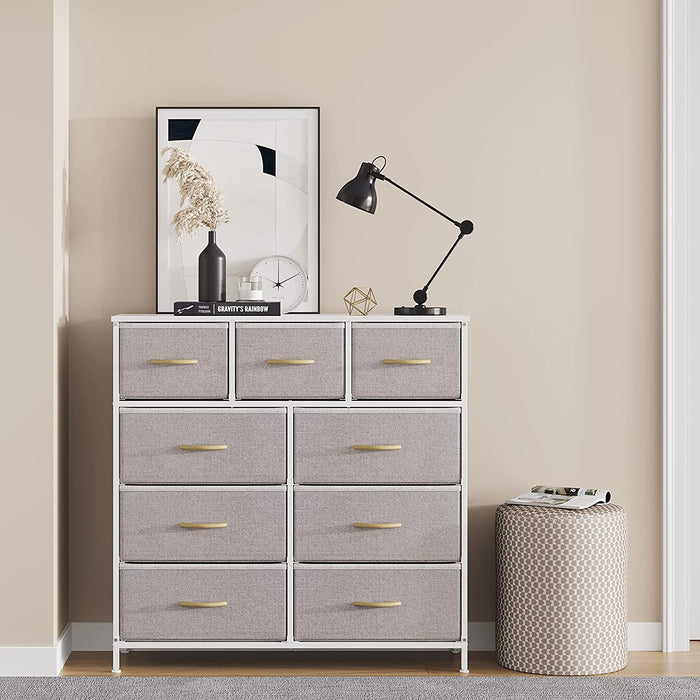 Tall Fabric Dresser of Chest with 9 Drawers