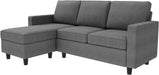 Grey Convertible L-Shaped Sectional Sofa