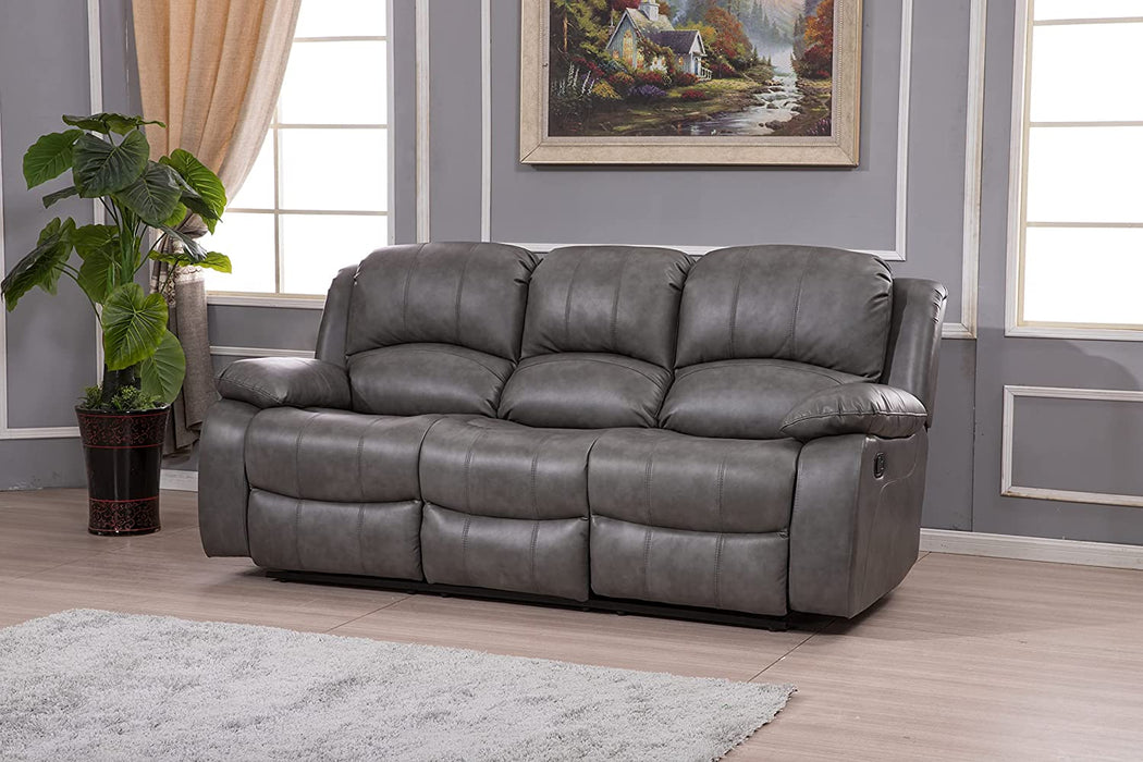 Bonded Leather Reclining Sofa in Multiple Colors, 8018 (Beige, Sofa)