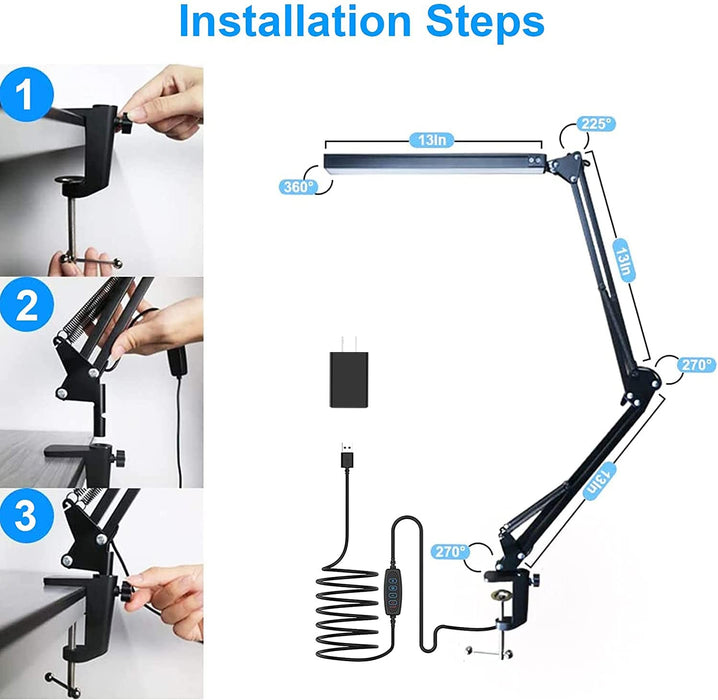 Adjustable Swing Arm Desk Lamp, Memory Function