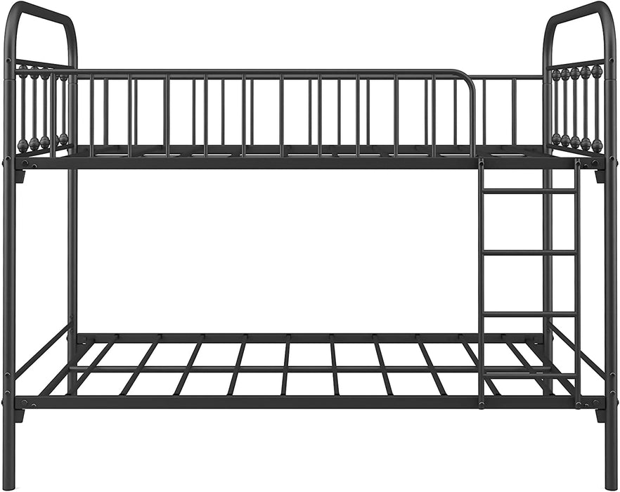 Twin Metal Bunk Bed with Trundle, Silver