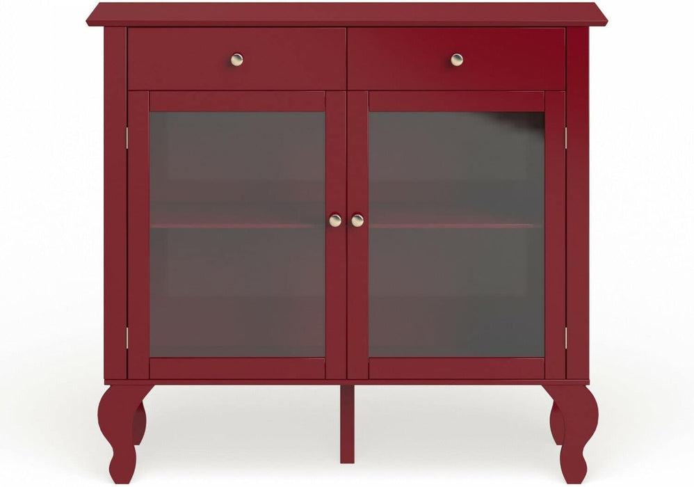 Wood and Glass Doors Buffet Sideboard Server Cabinet