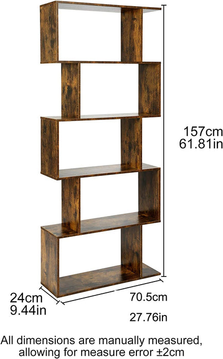 S-Shaped Rustic Bookshelf for Modern Storage