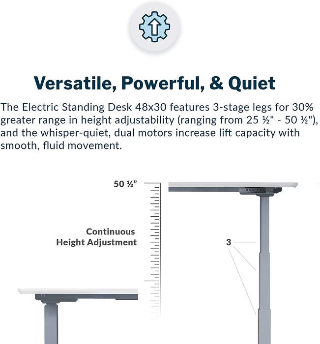 Adjustable Electric Standing Desk for Home/Office - White