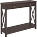 Espresso Console Table with Drawer and Shelves