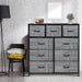 Steel & Wood 9-Drawer Dresser with Gray/Black Bins