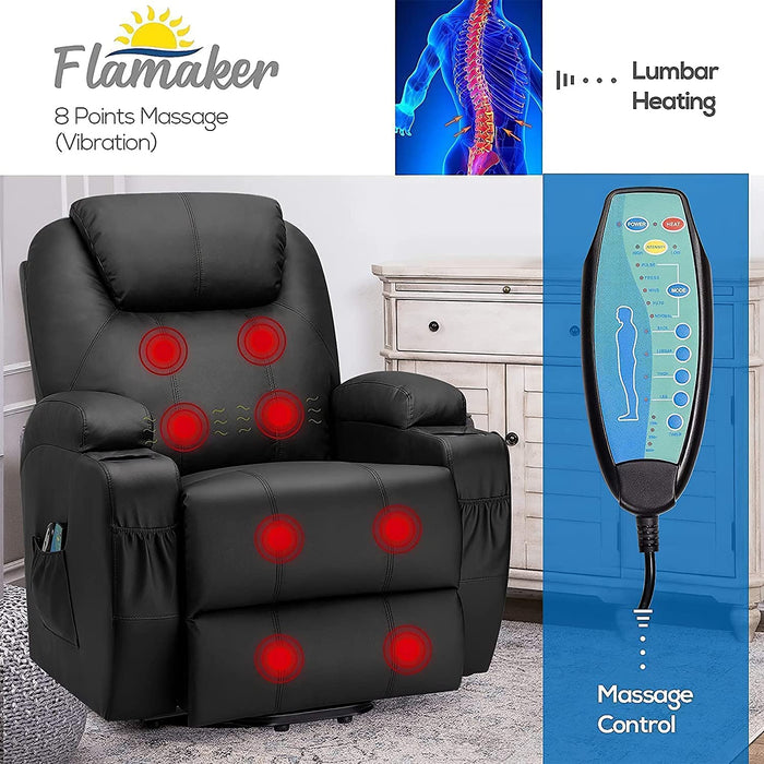 Light Black Power Lift Recliner with Heat & Massage