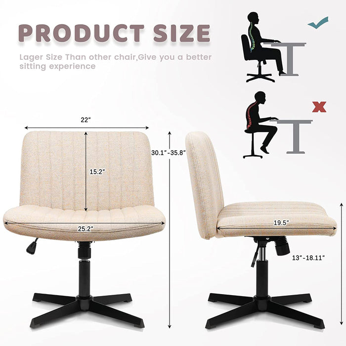 Armless Swivel Desk Chair with Rocking Function