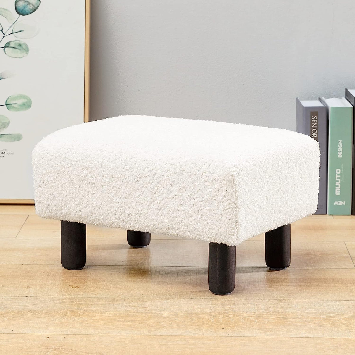 Footrest Ottoman Rectangle Footstool Foot Rest Faux Leather Foot