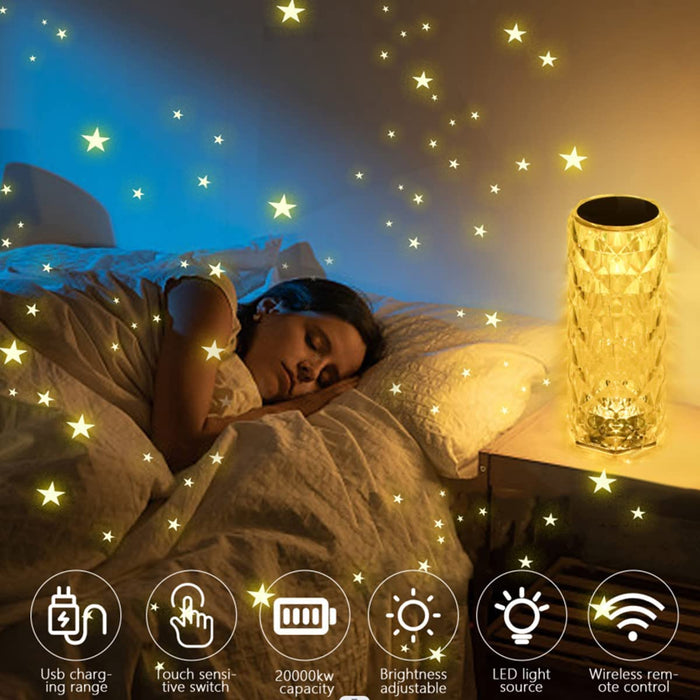 Touch-Control RGB Rose LED Crystal Table Lamp