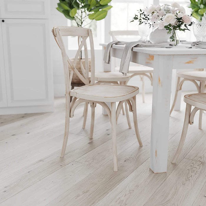 Rustic White Solid Pine Farm Dining Table