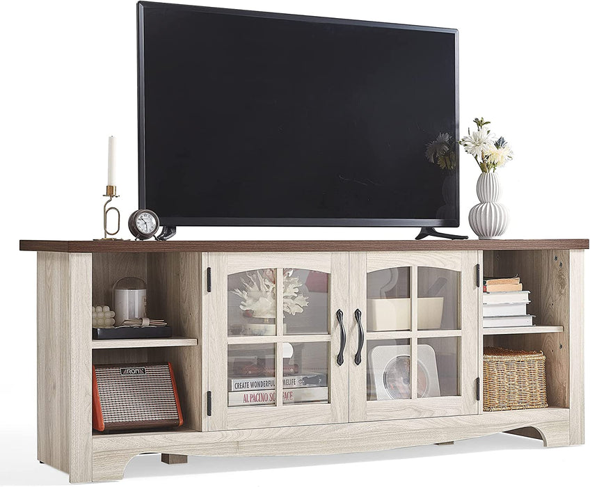 65-Inch TV Stand with Glass Door Storage Cabinet