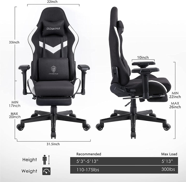 Ergonomic Gaming Chair with Massage and Footrest