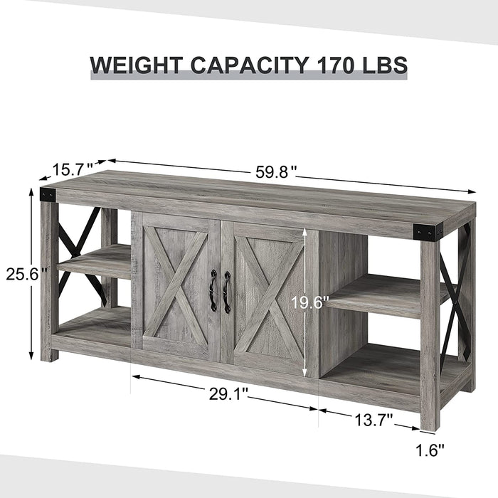 Farmhouse Grey TV Stand for 50-65 Inch Tvs