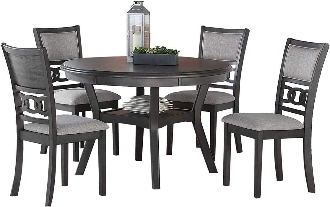 Gray 5-Piece round Dining Set with 1 Table and 4 Chairs