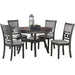 Gray 5-Piece round Dining Set with 1 Table and 4 Chairs
