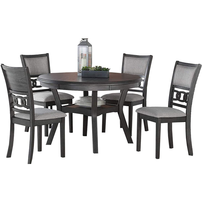 Gray 5-Piece round Dining Set with 1 Table and 4 Chairs