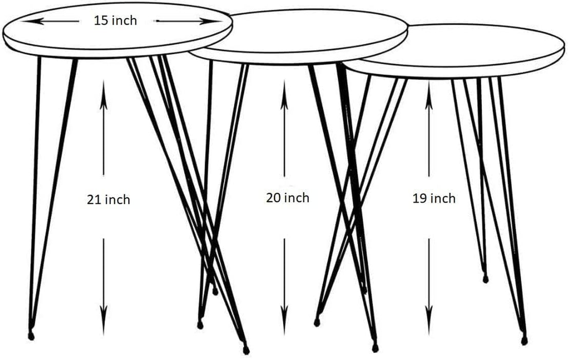 Set of 3 Marble Gold Legs End Table