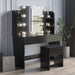 Large Vanity Set with 10 Lights Bulbs, 2 Drawers (Black)