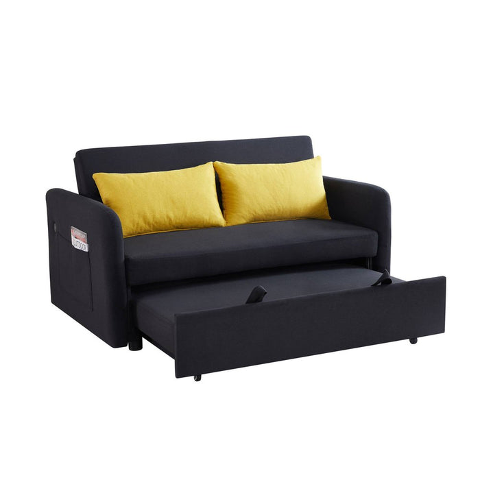 Convertible Loveseat with Pull Out Bed - Black