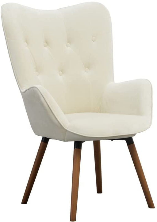 White Velvet Tufted Accent Chair by Roundhill Furniture