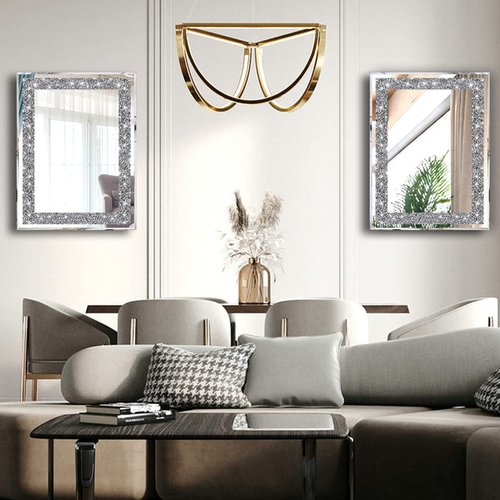 Silver Crush Diamond Wall Mirrors Decor Set