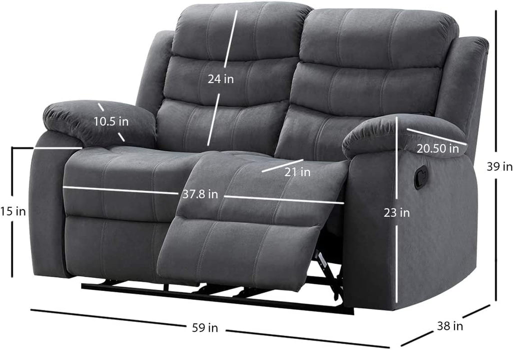 Dark Grey Manual Sofa with Recliner