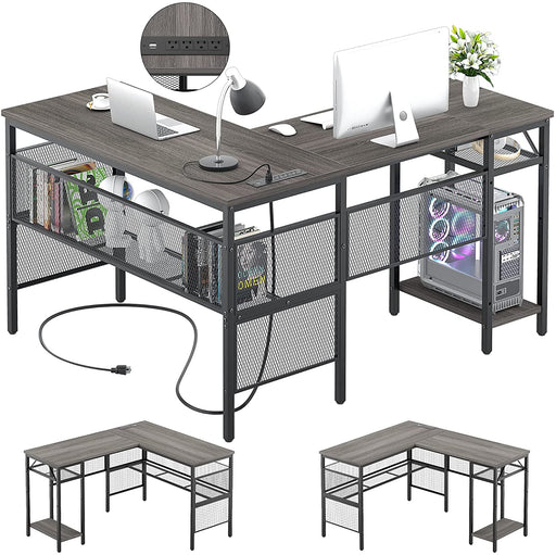 Modern L-Shaped Desk W/ Power Outlet