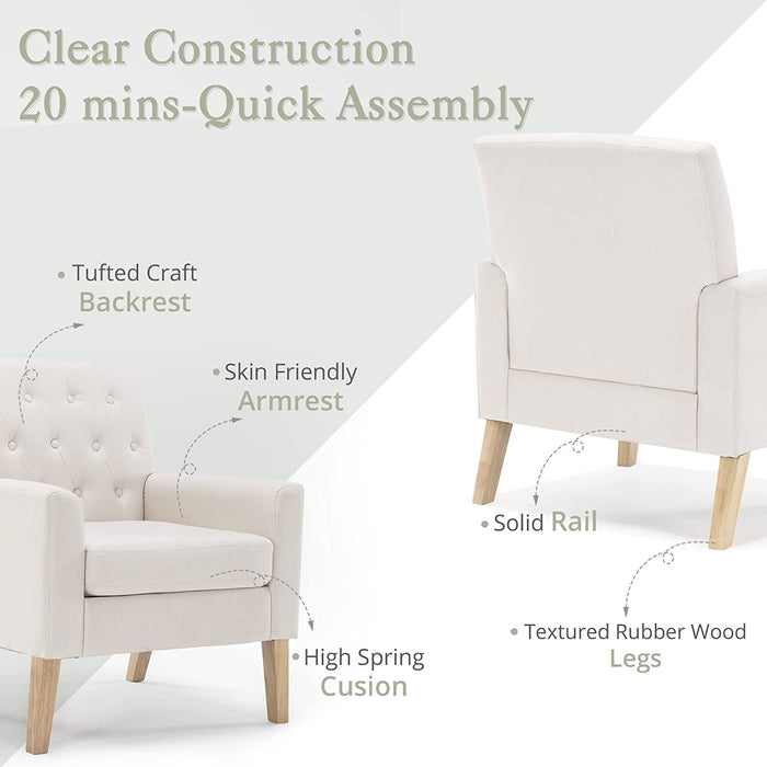 Modern Beige Accent Armchair for Living Room