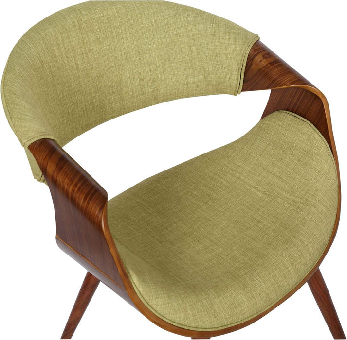 Green Fabric Butterfly Dining Chair, Walnut Finish