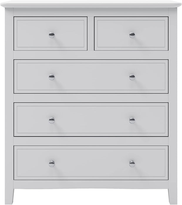 White Solid Wood 5-Drawer Storage Chest