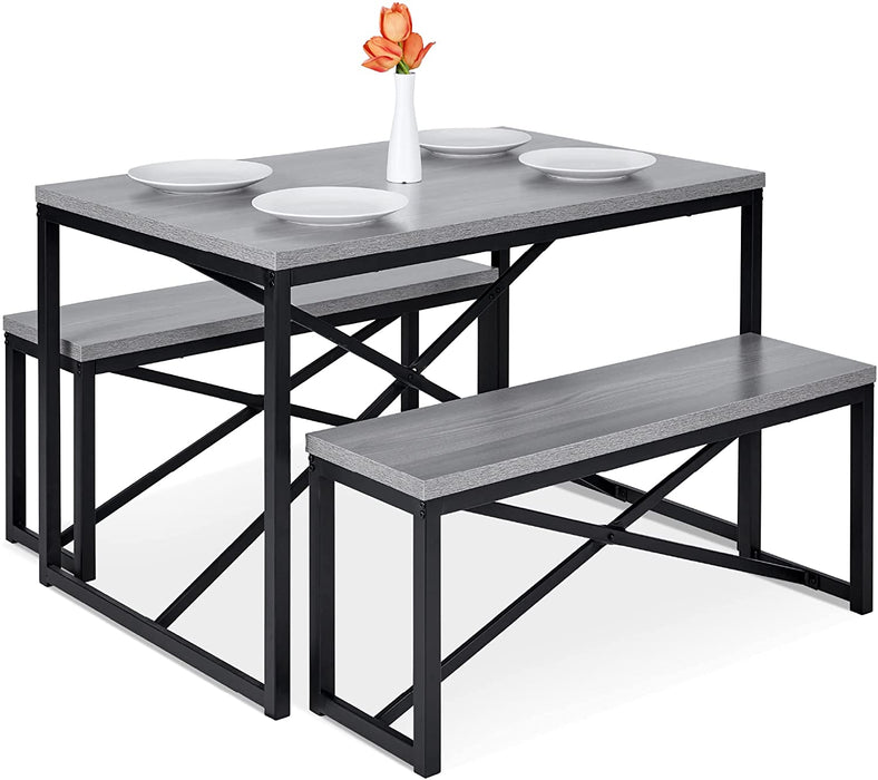 45.5In 3-Piece Bench Style Dining Table Furniture Set