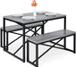 45.5In 3-Piece Bench Style Dining Table Furniture Set