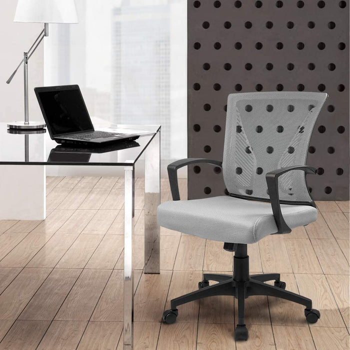 Ergonomic Gray Mesh Office Chair with Armrests