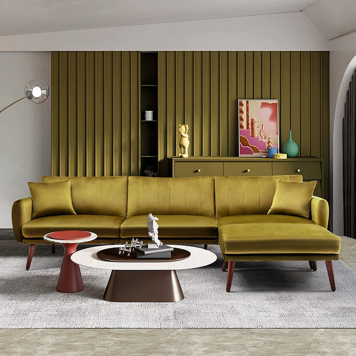 Modern Velvet L-Shaped Sectional Sofa