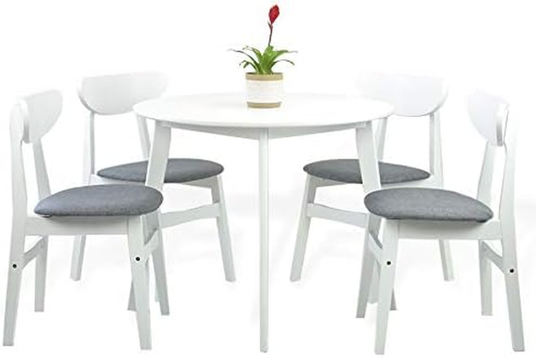 Modern White Solid Wood round Kitchen Table, Yumiko