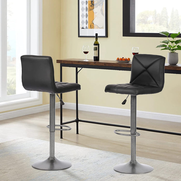 Counter Height Swivel PU Leather Barstools, Set of 2