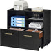 Black Mobile File Cabinet with Open Shelves